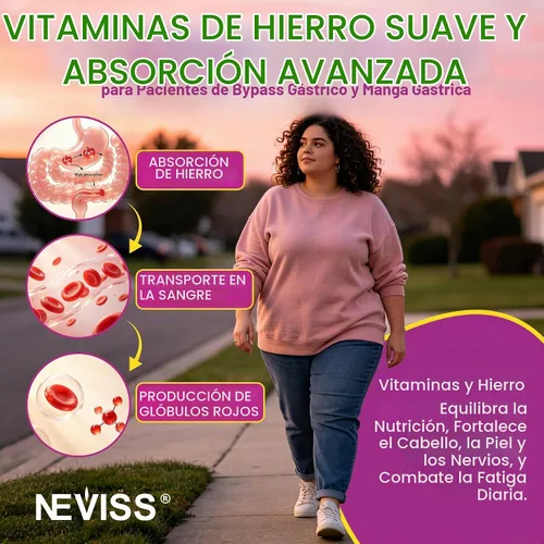Vista 8 de NEVISS Bariatric Multivitamin with 45mg Iron Gummies for Women Men 120Ct