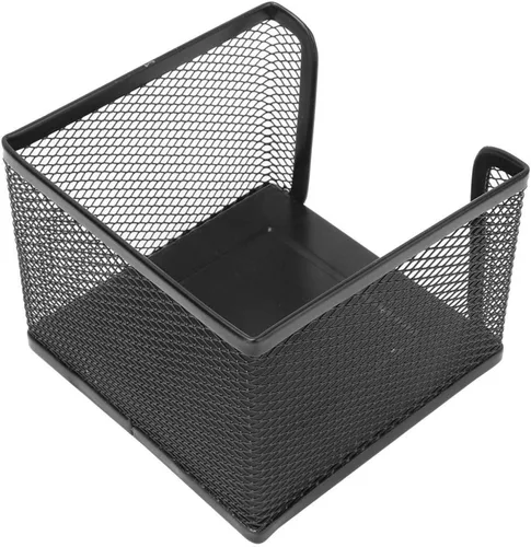Vista 7 de Cyrank Soporte para notas de malla, soporte de notas adhesivas de malla metálica, organizador de escritorio, negro, 1 unidad