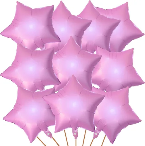Vista 12 de Globos de papel de aluminio con forma de estrella de arena beige, marrón y blanco, 10 globos de Mylar en forma de estrellas de 18 pulgadas