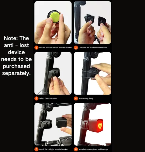 Vista 3 de TUYA - Luz trasera inteligente para bicicleta, sensor de encendido/apagado automático y freno, luz trasera de bicicleta con señal de dirección