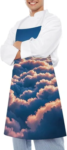 Vista 4 de MUSM Apron for Adults - 27.6 X 31.5 Inch, Heavy-Duty Polyester Aprons with Two Large Pockets, Waterproof On Top of The Cloud Kitchen Apron for