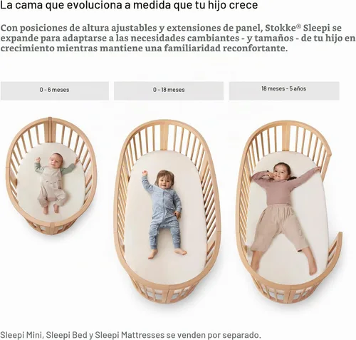 Vista 4 de Stokke Sleepi - Sábana bajera ajustable V3, color gris ventilador, compatible con Sleepi Mini Mattress V3, 100% algodón percal fino, lavable