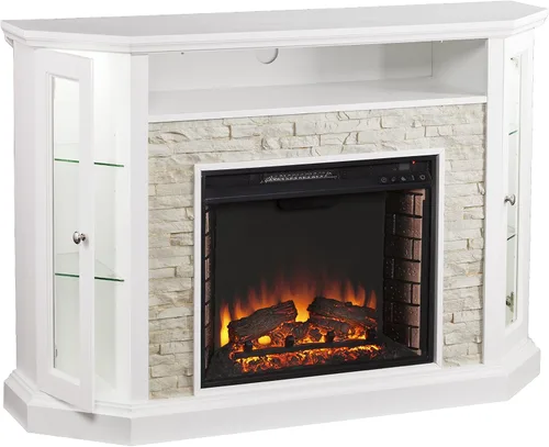 Vista 4 de Southern Enterprises chimenea eléctrica convertible, Metal, Blanco