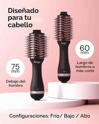 Vista 6 de L'ANGE HAIR - Cepillo secadora de aire caliente Le Volume 2 en 1 de titanio para todo tipo de cabello, de 60 mm con barril ovalado, para obtener