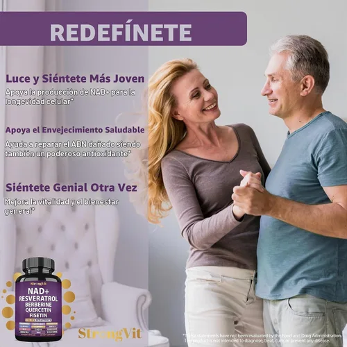 Vista 4 de StrongVit Suplemento NAD y paquete de apoyo inmunológico (120 cápsulas)