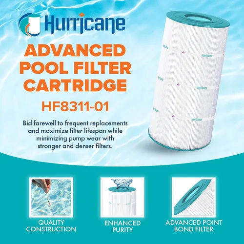 Vista 2 de Hurricane Filtros HF8311-01 Cartucho de filtro avanzado Poool - Reemplazo para PXST100, Unicel C-8311, Filbur FC-1285, Hayward X-Stream CC100