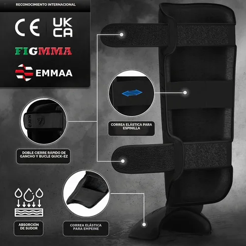 Vista 2 de RDX Espinilleras para kickboxing, Muay Thai y almohadillas de entrenamiento, protección de espuma de empeine Kara de cuero Maya Hide, protector