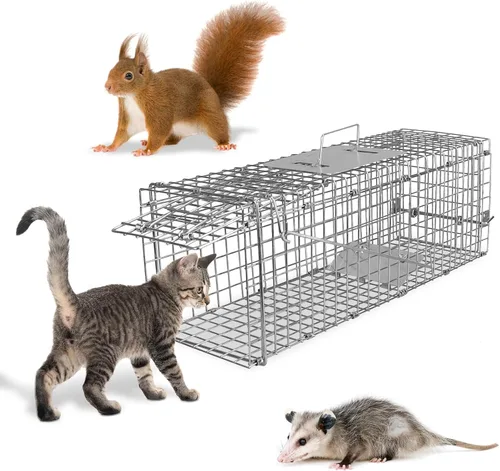 Vista 8 de Trampa para animales vivos de 25 pulgadas, jaula resistente para gatos