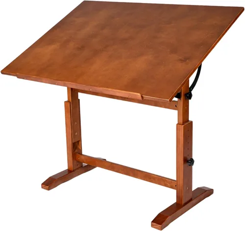 Vista 9 de DJAR Mesa de dibujo de madera ajustable de 42 x 30 pulgadas y escritorio de Natural