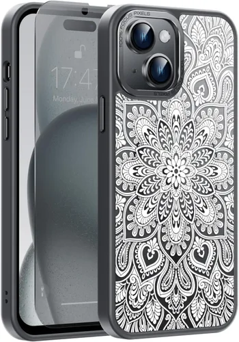 Vista 114 de Goodon para iPhone 15 Pro Max con protector de pantalla de privacidad, compatible con Magsafe, funda translúcida mate a prueba de golpes - Linda