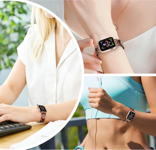 Vista 3 de HOPO Compatible With Apple Watch Band Thin Lightweight Resin Strap Bracelet Fashion Wristband Replacement For iWatch Bands Series Ultra 11 10 9 8 7