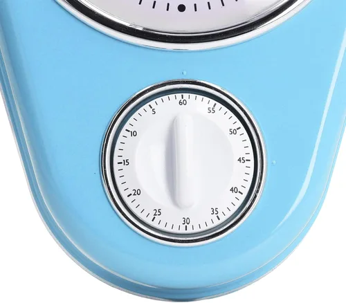 Vista 6 de Tyenaza Reloj de pared retro con temporizador de cocina de 9 pulgadas, multifunción, innovador y preciso de funcionamiento silencioso, reloj de Azul