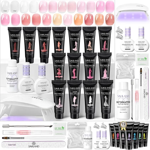Vista 14 de SAVILAND Hema-Free Poly Gel Kit, 36 Colors, All-in-1 for Beginner DIY Home 36 Colors, 4+ Weeks Wear, Durable Resin, Quick Extension, Smooth