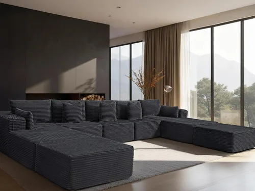 Vista 31 de Sofá modular de gran tamaño de 108 pulgadas, cómodo sofá deshuesado en forma de U para sala de estar, asientos extra profundos, sin montaje, sofá