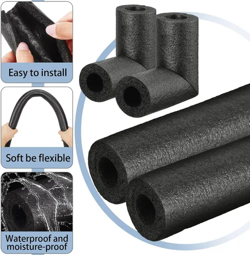 Vista 5 de Paquete de 4 Tubos de Espuma de Aislamiento para Codos de Tubería Exterior Envolvente Cubiertas de Tubería Negra Tubería de Aislamiento de Codo