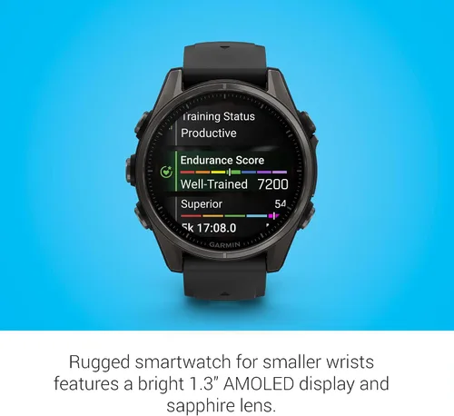 Vista 4 de Garmin Fenix 8 Premium - Reloj inteligente multideporte GPS para correr, 43 mm AMOLED, clasificado para buceo, linterna incorporada Titanio DLC