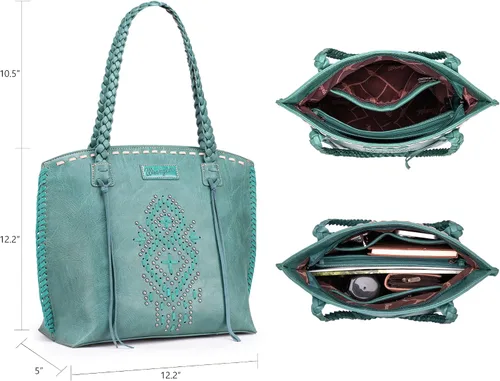 Vista 7 de Wrangler Bolso Hobo de gran tamaño tejido a mano con remaches occidentales