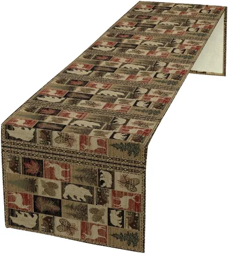 Vista 13 de Camino de mesa de estilo rústico retro, decoración de mesa de cocina, sala de estar, comedor, para el hogar, con diseño de osos, alces, ciervos
