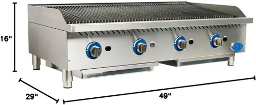 Vista 6 de Globe Food Equip Encimera 48" Hierro Fundido Radiante Gas Charasador