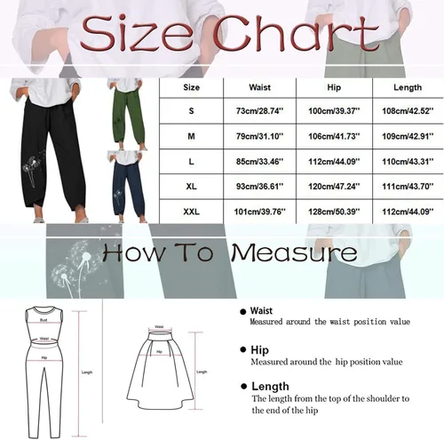 Vista 2 de Women Linen Pants Casual Palazzo Pant with Pockets Elastic Waist Loose Pants Womens Wide Leg Crop Pants Simple Sweatpants