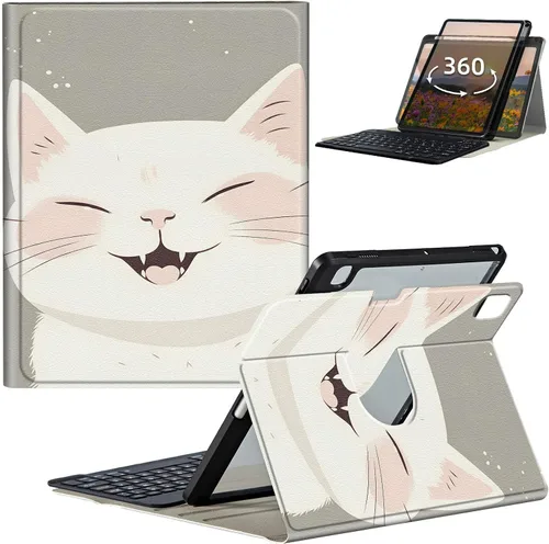 Vista 38 de Funda de teclado para iPad de 9ª/8ª/7ª generación de 10.2 pulgadas 2021/2020/2019 con soporte delgado giratorio de 360 grados, cubierta inteligente