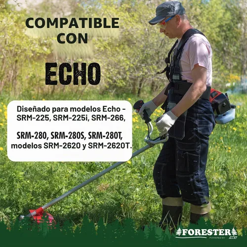 Vista 5 de Kit de conversión para cortasetos FORESTER con cuchilla de 20.3 cm para desbrozadora, gafas de seguridad, tapones para los oídos, guantes, arnés