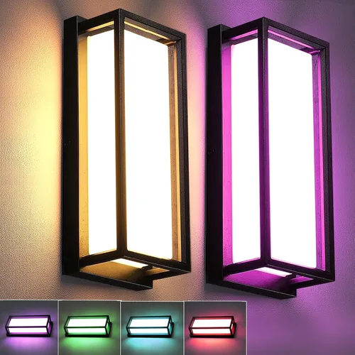Vista 11 de iYogaled Luminarias de pared LED inteligentes, paquete de 1 apliques de pared RGB con cambio de color para exteriores, accesorios de iluminación