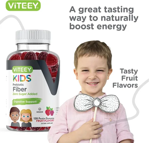 Vista 6 de Viteey Fibra prebiótica para niños para aliviar el estreñimiento, apoyo a la regularidad de la salud digestiva, soporte natural de peso, fibra