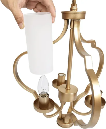 Vista 7 de classy leaves Candelabro dorado, 3 luces colgantes de granja para isla de cocina con pantalla de vidrio esmerilado, modernos candelabros de orbe