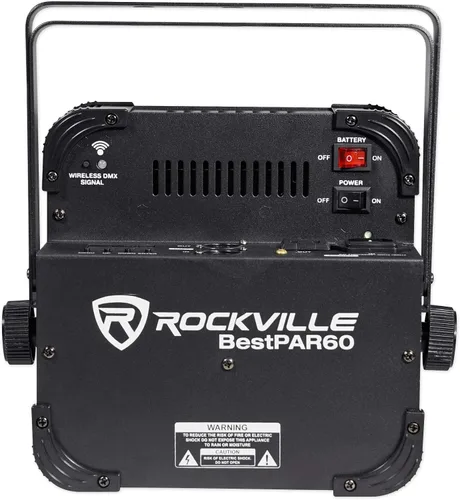 Vista 5 de Rockville Best PAR 60 - Luces de lavado recargables RGBWA+UV Par con DMX inalámbrico, batería de 13,200 mAh, LED de 6 x 6 W, ángulo de haz de 30