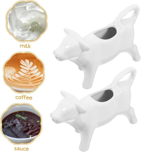 Vista 6 de Cabilock Jarra de crema de cerámica, jarra de leche con forma de vaca, jarra de leche de café, jarra de crema de leche, jarras de crema