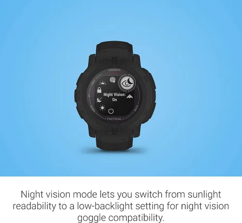Vista 4 de Garmin Instinct 2 Solar, Edición Táctica, reloj resistente para exteriores con GPS, con capacidad de carga solar, construido para todos