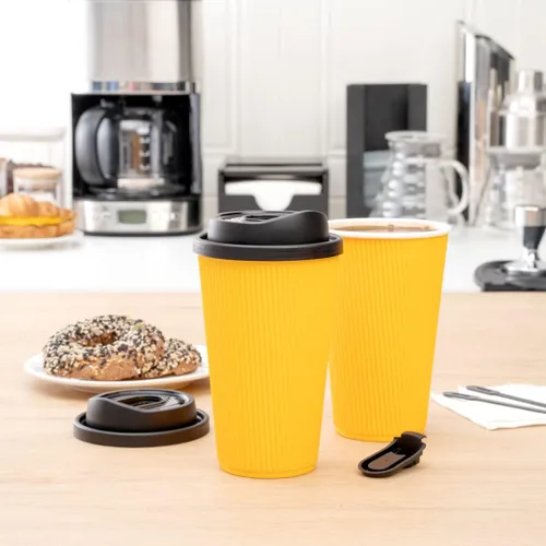 Vista 6 de Restaurantware Solo tapas: tapas Restpresso para tazas de café de papel de 8, 12, 16 y 20 onzas, 25 tapas de papel desechables con tapón Negro