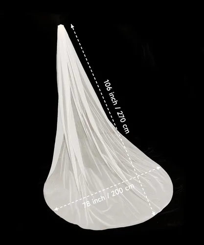 Vista 7 de AMBRE ADELE Long Tulle Wedding Veil for Brides