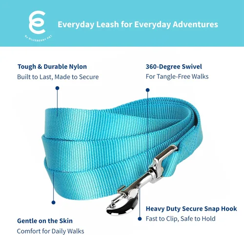 Vista 45 de Blueberry Pet - Correa Essentials clásica para perro con más de 20 colores, duradera, doble asa y de cuerda