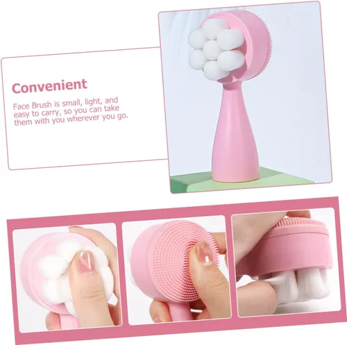 Vista 9 de FOMIYES Cepillo facial portátil, limpiador facial de silicona 3D para uso seco y húmedo, cepillo de exfoliación suave, ideal para pieles sensibles