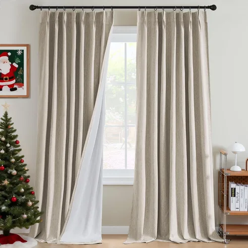 Vista 11 de H.VERSAILTEX Cortinas opacas plisadas completas de lino con mezcla de felpilla de 84 pulgadas, 2 paneles para dormitorio, aislamiento térmico
