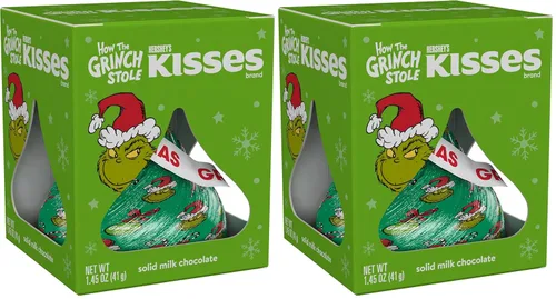 Vista 7 de HERSHEY'S KISSES - Caramelos Grinch de chocolate con leche, cajas de regalo de 1.45 onzas (6 unidades)