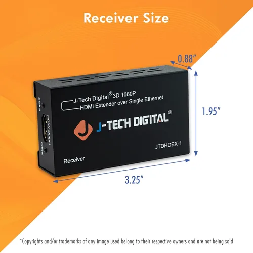 Vista 4 de J-Tech Digital Extensor HDMI 1080P 60Hz sobre un solo cable CAT 5e/6 hasta 200 pies. Color profundo, copia EDID, sin pérdida de señal Paquete