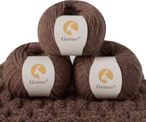 Vista 45 de 100% lana de merino para tejer, 3 capas de lana lujosa y suave para tejer a mano y ganchillo (ámbar, 1 bola)