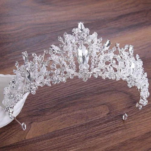 Vista 3 de Hair Crowns for Women Luxury Crystal Heart Bridal Jewelry Set Rhinestone Crown Tiaras Earrings Choker Necklace Set Wedd