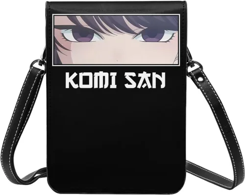Vista 4 de Haribhakt Anime Komi Can'T Communicate - Bolso cruzado de poliuretano para mujer, bolso cruzado pequeño, bolso de hombro, Negro