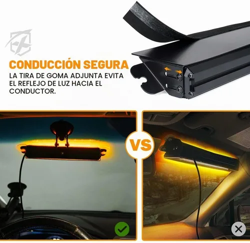 Vista 4 de [Usado] Xprite - Barra de luz estroboscópica verde de emergencia para tablero, carcasa de aluminio con 20 patrones de flash y ventosas, función