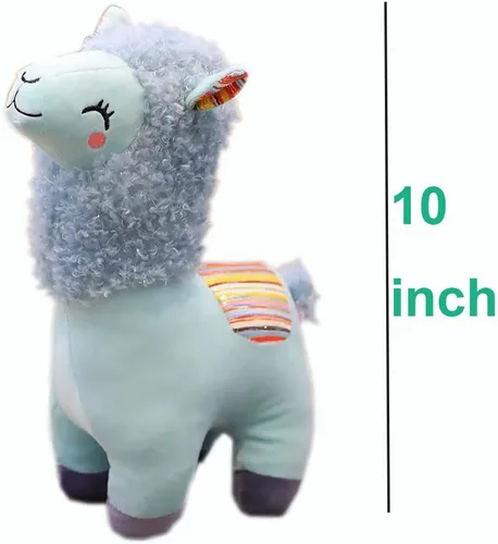 Vista 3 de YUKOUQIAN Animal de peluche de llama, juguete de alpaca suave y lindo de 25 cm para niñas y niños (azul Alpaca Yinghua)