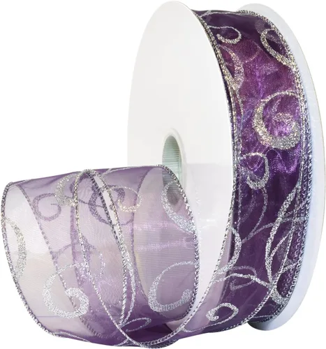 Vista 6 de Morex Ribbon Cintas transparentes con purpurina con espiral, cinta navideña para manualidades y decoraciones de Navidad, envoltura de regalos, 1.5