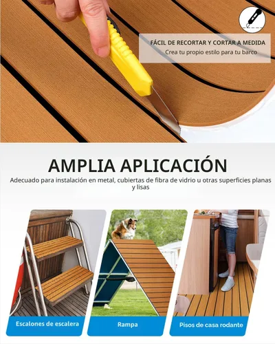 Vista 5 de OCEANBROAD Suelo de espuma EVA para barco con base adhesiva 3M, cubierta marina autoadhesiva de 96''x45.6''/36''/28.8''/16.8'', 48''x16.8'' hoja