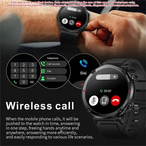 Vista 5 de Reloj inteligente (respuesta/haz llamadas) para hombres, reloj inteligente redondo de pantalla grande de 1.6 pulgadas para iPhone Android