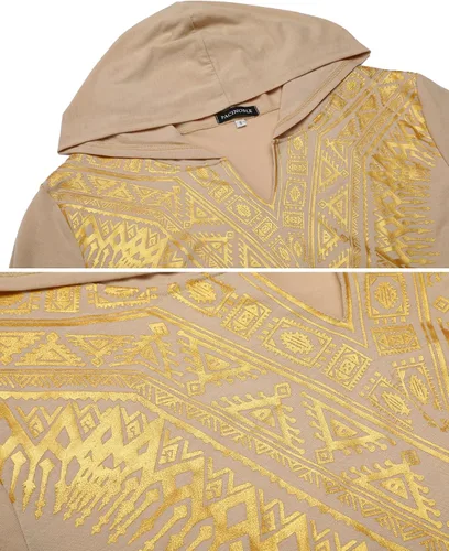 Vista 4 de Pacinoble - Camisa de manga larga para hombre con diseño africano, Dashiki, ajuste estrecho