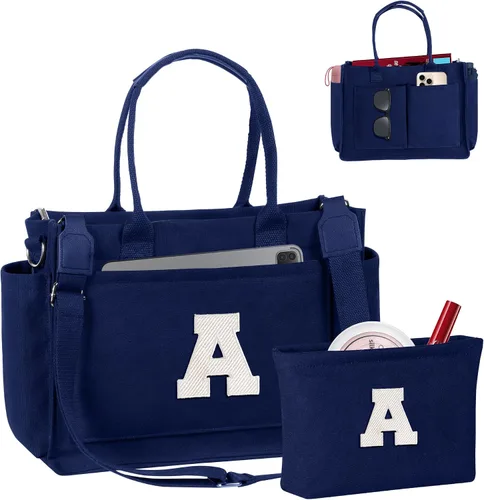 Vista 82 de Easter Basket Stuffers, Initial Tote Bag with Makeup Bag, Birthday Gifts for Women, Teen Girl Gifts Trendy Stuff