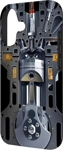 Vista 2 de Mecánico Motor Metal Pistón Cilindros Metal PC Case para iPhone 17